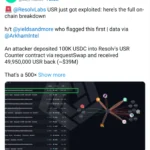 Resolv Labs Stablecoin Depegs Dramatically After Exploit Allows Malicious Minting of 50 Million Tokens